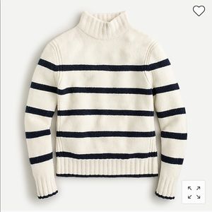 NWT J. Crew mockneck striped sweater in super soft yarn. Small. Natural/navy